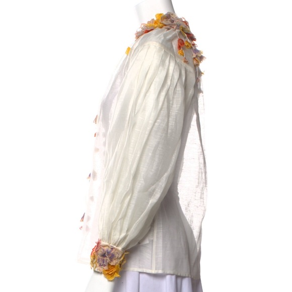 Authentic NWT Zimmermann Postcard Flower Embellished Blouse Size0( US2-4) - Picture 2 of 3